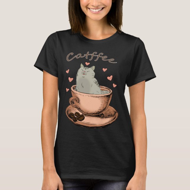 T-shirt Chats et café Propriétaire de chats Matin Routine (Devant)