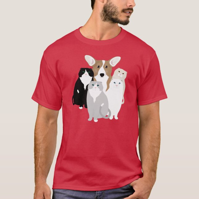 T-shirt Chats et chien (Devant)