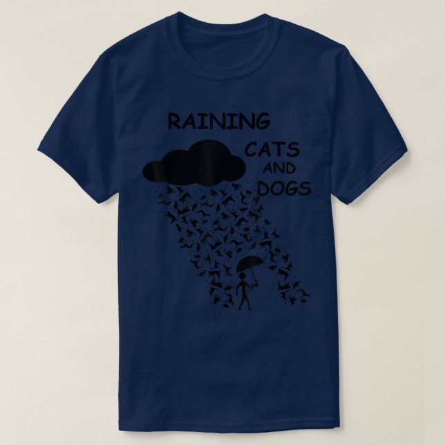 T-shirt Chats Et Chiens De Pluie Conception Drôle  (Design devant)