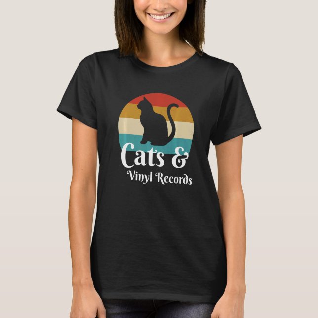 T-shirt Chats Et Enregistrements De Vinyle (Devant)
