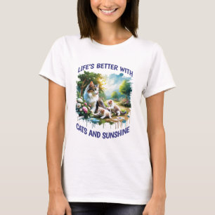 T-shirt Chats Et Femmes Soleil Blanc