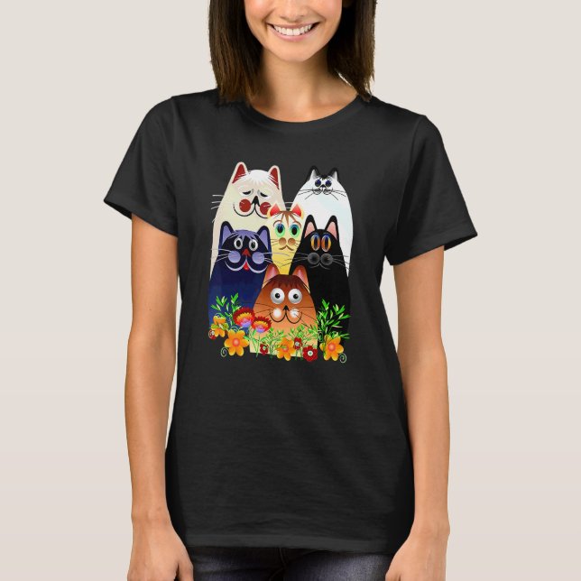 T-shirt Chats et fleur (Devant)