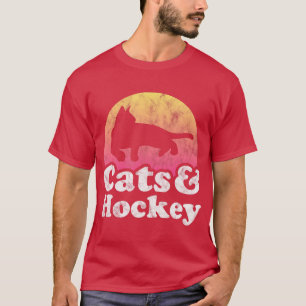 T-shirt Chats et hommes de hockey ou femmes Chat et hockey