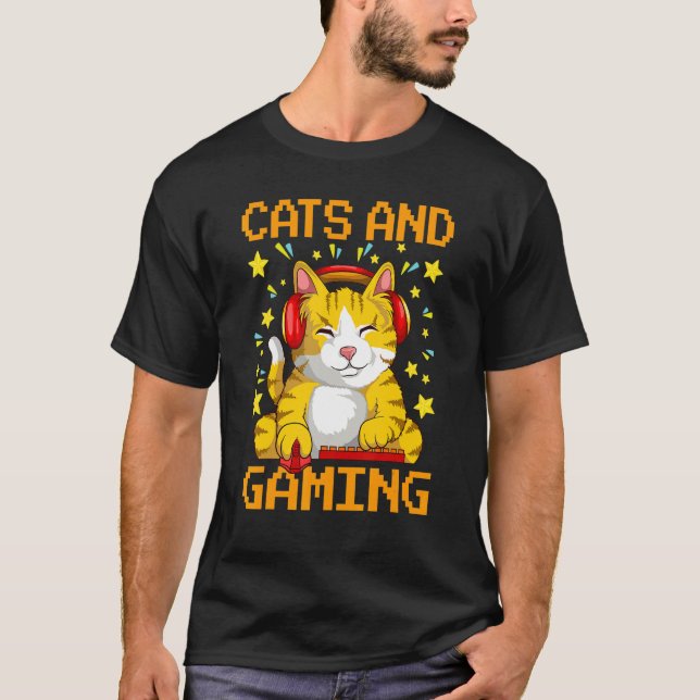 T-shirt Chats Et Jeux Vidéo Jeu Jeu Chat (Devant)