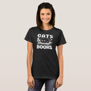 T-shirt Chats et Livres Drôle Black Cat Lecture Livre Love