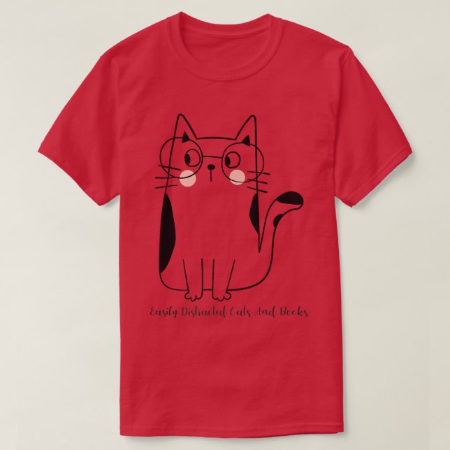 T-shirt Chats et livres facilement distraits (Design devant)