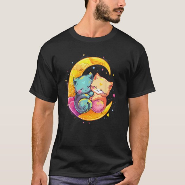 T-shirt Chats et Lune Yume Decora Kei Pastel Goth (Devant)