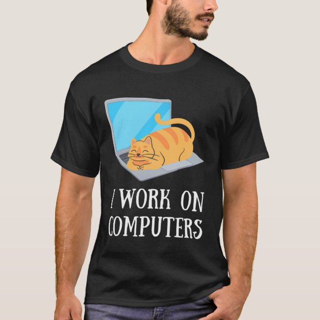 T-shirt Chats et ordinateurs (Devant)