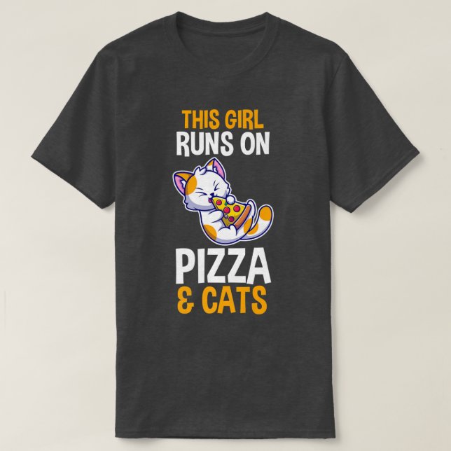 T-shirt Chats et pizza  (Design devant)