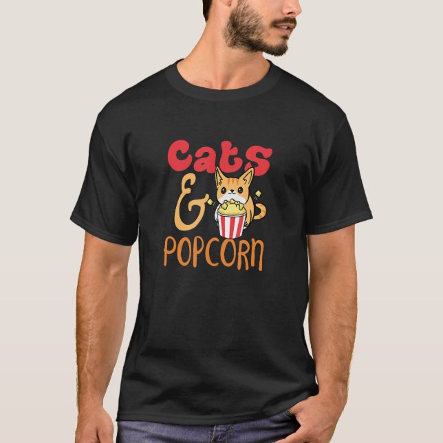 T-shirt Chats Et Popcorn Citation Ironique Maïs Chat (Devant)