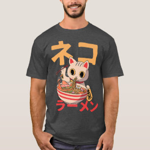 T-shirt Chats et Ramen design kawaii anime japonais Cat Ra