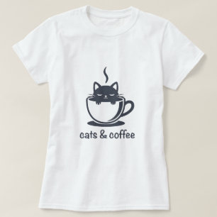 T-shirt Chats et tasse de café noir félin