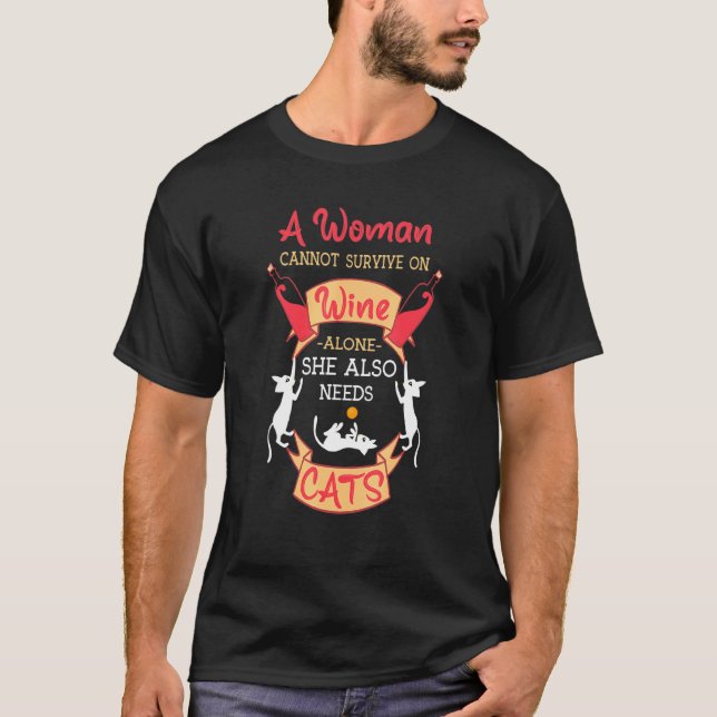 T-shirt Chats Et Vin Chat Maman (Devant)