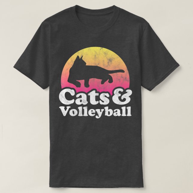 T-shirt Chats et volleyball hommes ou femmes chat (Design devant)