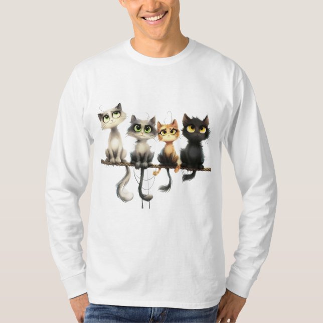 T-SHIRT CHATS FANTAISISTES (Devant)