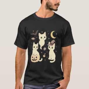 T-shirt Chats fantômes Spooky Halloween rétro Femmes Fille
