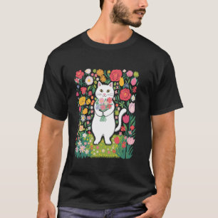 T-shirt Chats Floraux pour Propriétaires de Chatons Félini