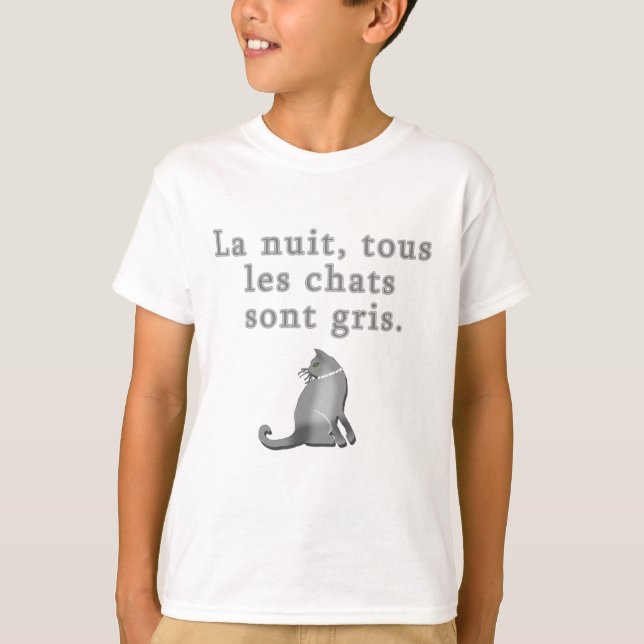 T-shirt Chats français indiquant des produits (Devant)