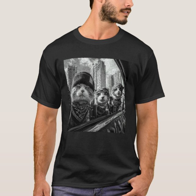 T-shirt Chats Gangsters Rue Drôle (Devant)