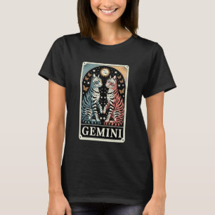 T-shirt Chats Gémeaux Zodiaque Jumeaux Papillon Étoiles Ma