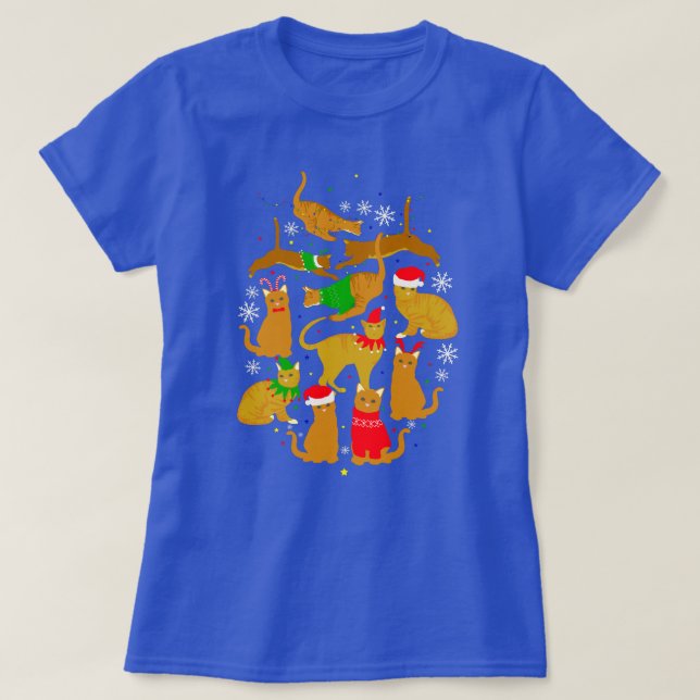 T-shirt Chats Ginger de Noël (Design devant)
