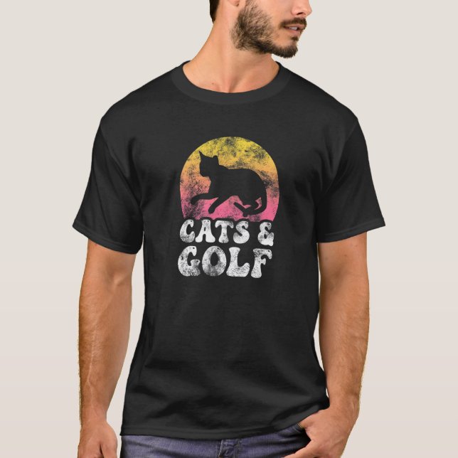 T-shirt Chats & Golf Vintage Hobby Retro (Devant)