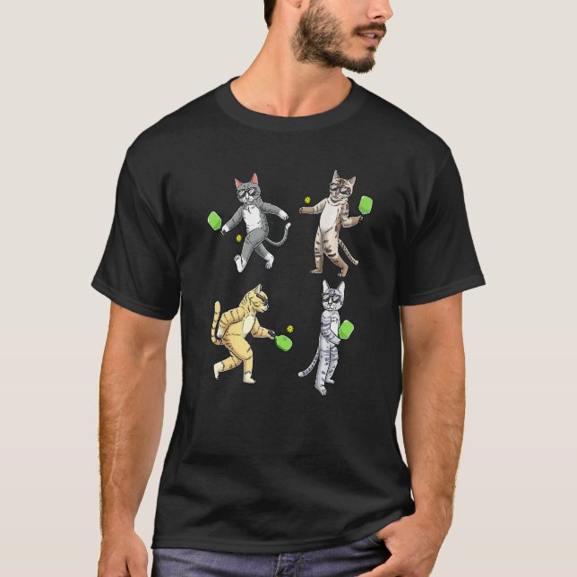T-shirt Chats jouant au Pickleball (Devant)