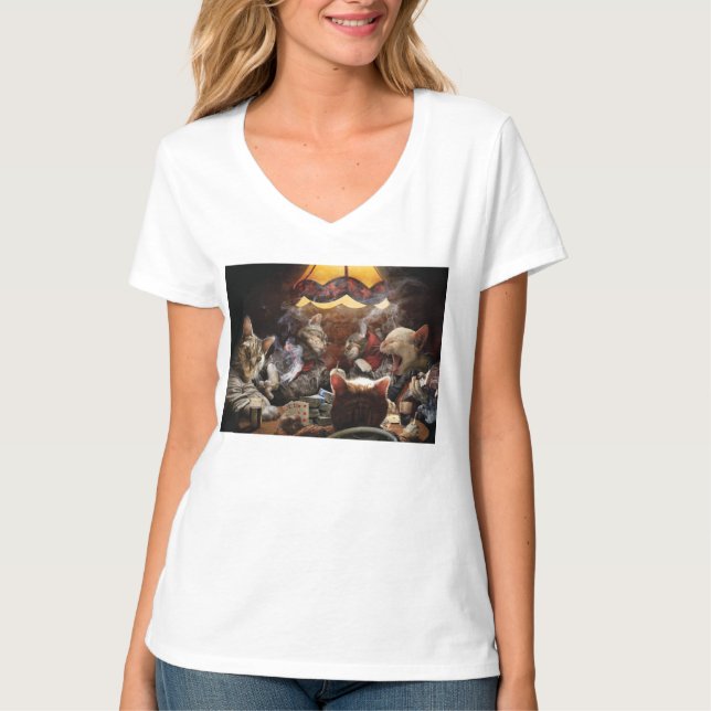 T-shirt Chats jouant au poker (Devant)