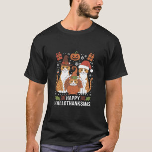 T-shirt Chats Joyeux Hallothanksmas Halloween Noël