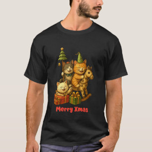 T-shirt Chats Joyeux Noël Christmas Mignon Chaton Vacances