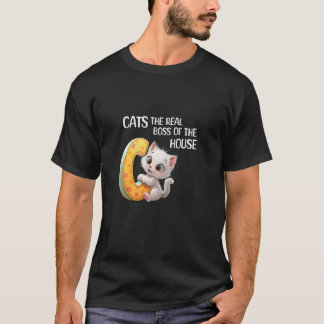 T-shirt Chats - le vrai patron de la maison