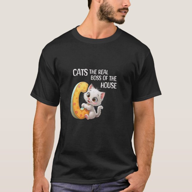 T-shirt Chats - le vrai patron de la maison (Devant)