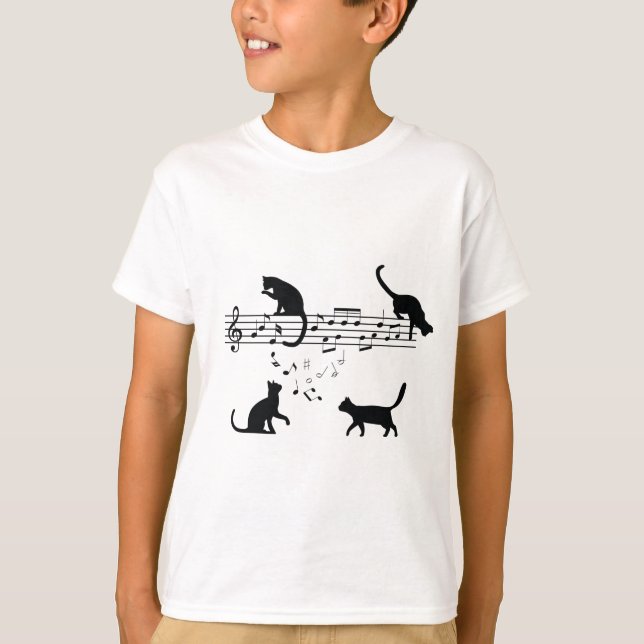 T-shirt Chats Lecture de notes musicales (Devant)