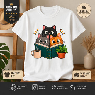T-shirt Chats lisants Amoureux du livre Chats amateurs de