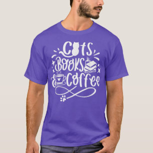 T-shirt Chats Livres et Café Drôle Bibliothécaire Kittens 