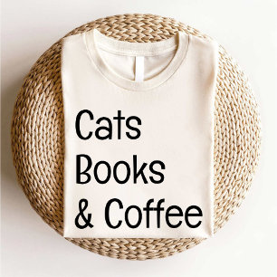T-shirt Chats Livres et Café Lover blanc simple