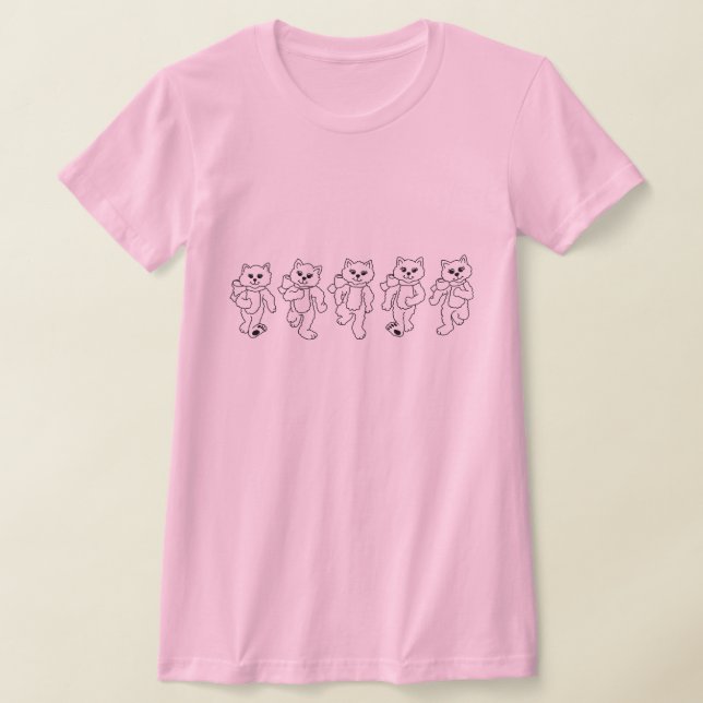 T-shirt Chats Marcher Whimsical Kitties Line Dessin d'art (Poser)