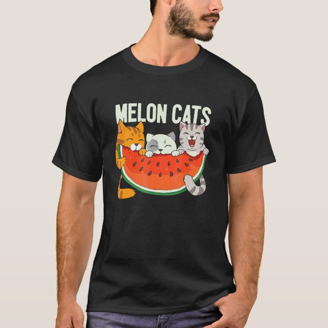 T-shirt Chats Melon Chat Pastèque  Fruit Tropical Été 1 (Devant)