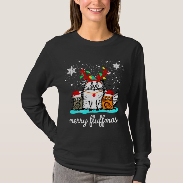 T-shirt Chats Merry Fluffmas drôle de noël (Devant)