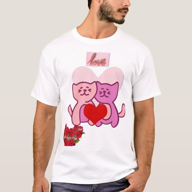 T-shirt Chats Mignons Amour de la Saint-Valentin (Devant)