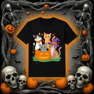 T-shirt Chats mignons dans un Citrouille Halloween Cat M