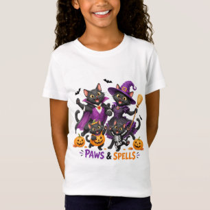 T-Shirt Chats mignons d'Halloween Pattes et Sortilèges