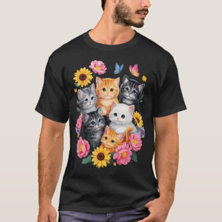 T-shirt Chats Mignons Fleur Floral