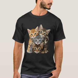 T-shirt Chats mignons jouant à construire un mur pour les