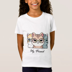 T-Shirt Chats mignons Portant des lunettes Mon ami Modifie