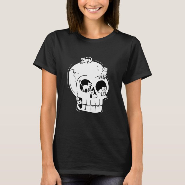 T-shirt Chats mignons sur crâne (Devant)