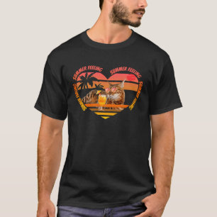T-shirt Chats motif d'été chat Bengal vintage rétro