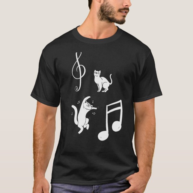 T-shirt Chats musicaux  Notes de chat Chat et musique   Ch (Devant)