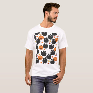 T-shirt Chats nocturnes avec motif citrouilles