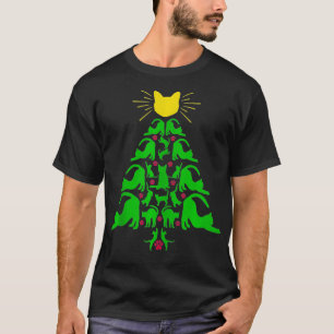 T-shirt Chats Noël Drôle Arbre de Noël Meowy Chat Love